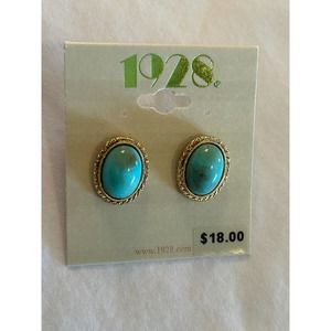 New! 1928 Brand Oval Pierced Earings Gold Tone 'Turqs & Caicos'